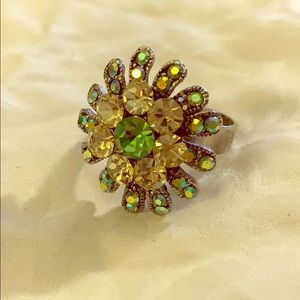 Silver Yellow and green ring